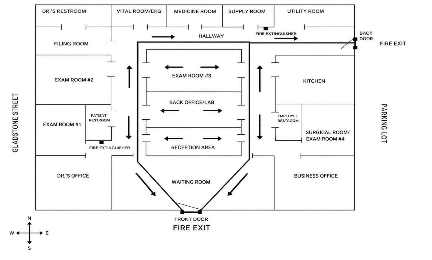 Floor plan — 914 E Gladstone St clinical layout